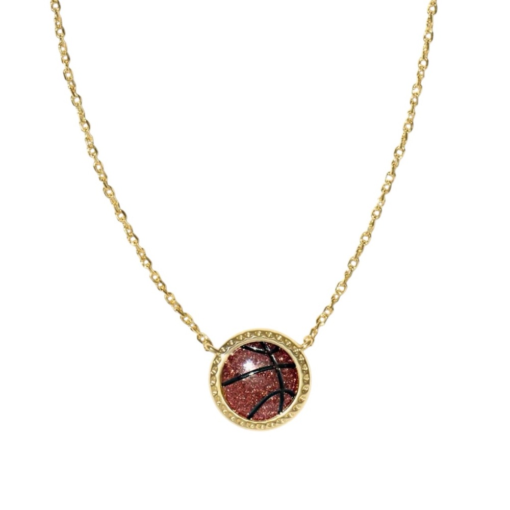 Kendra Scott Basketball Gold Orange Goldstone Short Pendant Necklace  🏀 🤍